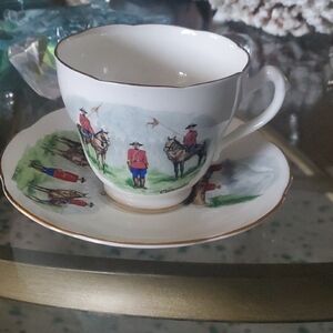 Mountie Design Porcelain Mug and Saucer